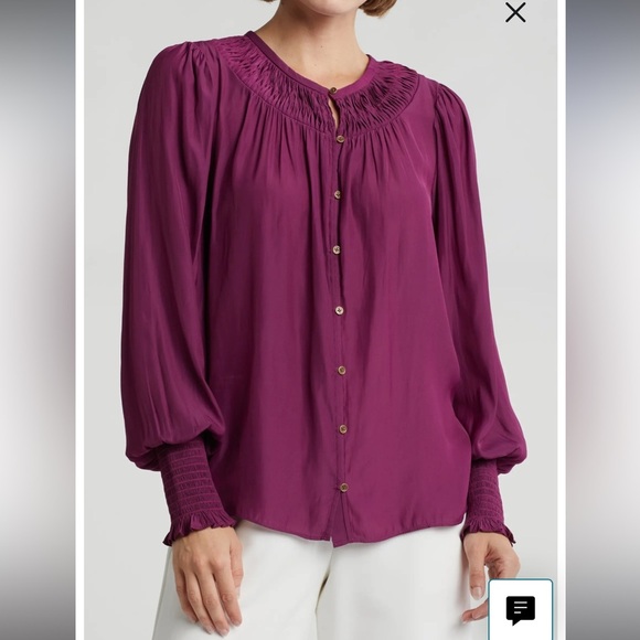 Ramy Brook Long Sleeve Blouse NWT Raspberry Size Medium– $325 Retail - Picture 1 of 8